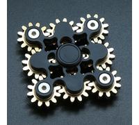 (black, 7.1x5.6x2.5cm) Pure Brass Fidget Spinner Gears Linkage Fidget Gyro Toy Metal DIY Hand Spinner Spins Long Time with Multiple Premium Bearings (9 Gears)