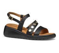 Geox Women's D MELICONIA F Wedge Sandal, Black, 7.5 UK