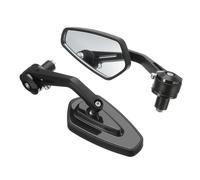 (Black) 7/8inch Aluminum Handlebar End Rear View Side Mirror Universal For Motorcycle