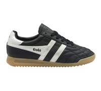 (Black, 7 (Adults')) Gola Stadium Leather Women's Black/Silver Trainers