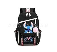(Black 7) Lilo And Stitch Backpack Waterproof Bookbag Laptop Rucksack Travel USB Large Capacity Mochila School Bag For Kids