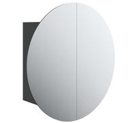 Vidaxl Bathroom Cabinet With Round Mirror&led Black 47X47X17.5 Cm