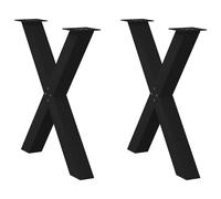 (black, 70 x (72-73) cm (80 mm)/ 2 pcs) vidaXL Dining Table Legs X-Shaped Desk Legs Kitchen Metal Furniture Legs Steel