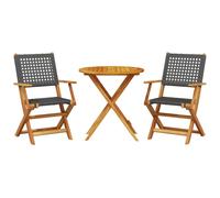 Garden Dining Set 5 Piece Table and Chair Poly Rattan and Solid Wood vidaXL