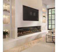 Black 70inch WiFi Enabled Inset Electric Media Wall Fireplace - AmberGlo