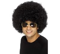 Black 70s Afro Wig Large Fro Adults Curly Coedy Fancy Dress Accessory