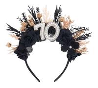 Black 70th Birthday Headband for Women - Dark Happy 70th Birthday Hairband Gift for Mom Grandma 70 Years Old Party Decoration Photo Shoot