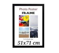 Black 71 x 51 cm Poster Frames - Large MDF Wooden Frames 51x71 cm - Both Ways Wall Hanging Wall Gallery Living Room Photo Picture Frame With Shatterproof Perspex Sheet