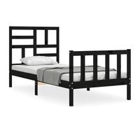 (black, 75 x 190 cm) vidaXL Bed Frame Bed Base Platform Bed with Headboard Black Single Solid Wood