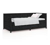 vidaXL Day Bed without Mattress Black 75x190 cm Small Single Solid Wood Pine
