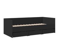 vidaXL Daybed With Drawers Without Mattress Black 75X190 cm Small Single, Black