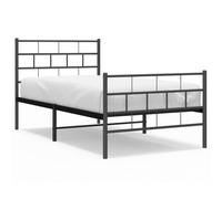 (black, 75 x 190 cm/with headboard & footboard) vidaXL Metal Bed Frame Bedroom Platform Bed Base Bedstead Mattress Foundation