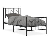 (black, 75 x 190 cm/ with headboard & footboard) vidaXL Metal Bed Frame with Headboard Mattress Foundation Black 80x200 cm