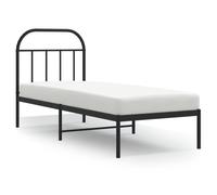Vidaxl Metal Bed Frame With Headboard Black 75X190 Cm, Black