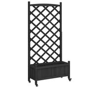 (black, 75 x 35 x 157.5 cm) vidaXL Planter with Trellis Raised Bed Garden Planter Brown Solid Wood Fir