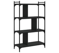 Bookcase Black 76x32x123cm Engineered Wood 4-Tier Metal Frame Modern Shelf Unit