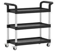 (black, 77 x 34 x 72 cm) vidaXL 3-Tier Trolley Serving Cart Kitchen Storage Serving Trolley Aluminium