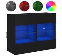 vidaXL TV Wall Cabinet with LED Lights Black 78.5x30x60.5 cm