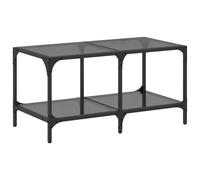 (black, 78.5 x 40 x 40 cm) vidaXL Coffee Table with Transparent Glass Top End Table Side Table Steel