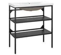 (black, 79 x 38 x 83 cm) vidaXL Bathroom Washbasin Frame & Built-in Basin Iron Black/White Multi Sizes