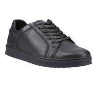 (Black, 8 (Adults')) Hush Puppies Madden Leather Men's Black Trainers