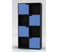 (Black) 8 Cube Bookcase 4 Blue Door Display Shelf Storage Cupboard Living Room Shelving