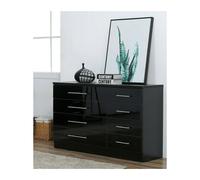 Black 8 Drawer HIGH GLOSS Sideboard Cupboard Chest of Drawers