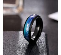 (black, 8) Ecg Fashion Cold Wind Temperature Mood Titanium Steel Ring Temperature Change Stainless Steel Ring