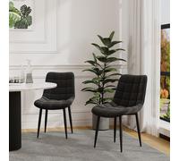 (Black, 8) Nova Modern Velvet Dining Chair Padded Seat Metal Legs