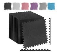 (Black, 8 Pcs (32 sq.ft)) Gym Floor Mat Eva Foam Exercise Interlocking Tiles