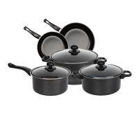 Gr8 Home Black 8 Piece Non Stick Cookware Set Cooking Pot Frying Pan Saucepan With Lids