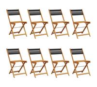 (black, 8 pcs) vidaXL Bistro Chairs Outdoor Dining Chair Solid Wood Acacia and Polypropylene