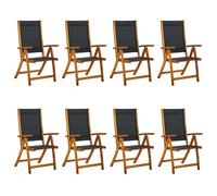 (black, 8 pcs) vidaXL Folding Garden Chairs Dining Chair Solid Wood Acacia and Textilene