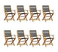 (black, 8 pcs) vidaXL Garden Chairs Seating 2 pcs Beige Solid Wood Acacia and Polypropylene