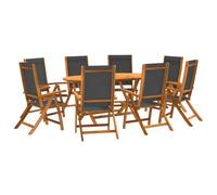 (black, 8 piece) vidaXL Garden Dining Set Table and Chairs Solid Wood Acacia and Textilene