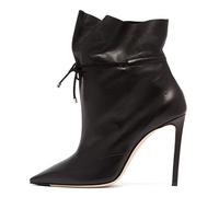 Black,8 UK,Fashion Strappy Ankle Boots for Womens Pointed Toe Stiletto High Heels Elastic lace up Wide Calf Booties Evening Party Dress Shoes