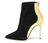 Black,8 UK,Womens Heeled Ankle Boots Pointed Toe Stiletto High Heels Fashion Colorblock Booties with Back Zipper Evening Party Dress Shoes