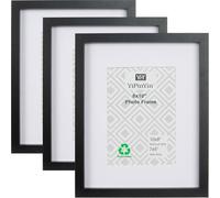 Black 8 x 10 Inch Pcture Frames Set of 3 with Mount for 5 X 7'', 10x8'' Boxed Gallery photo Frame 3Pack With Perspex Window Front for Tabletop or Wallmounted