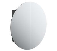 Vidaxl Bathroom Cabinet With Round Mirror&led Black 54X54X17.5 Cm