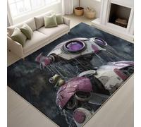 Black 80 x 120 cm Printed Rugs Sci-Fi Fantasy Soft Rugs Robot Purple Eyes Storm Water Drops Machine Washable Sci-Fi Futuristic Area Rug for Game Room