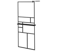(black, 80 x 195 cm/pattern 2) vidaXL Walk-in Shower Wall Bath Enclosure with Shelf ESG Glass and Aluminium