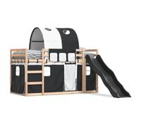 (black, 80 x 200 cm) vidaXL Bunk Bed with Slide and Curtains Bed Frame Kids Twin Sleeper Loft Bed