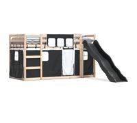 (black, 80 x 200 cm) vidaXL Bunk Bed with Slide and Curtains Bed Frame Loft Bed Pink 90x190 cm
