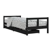 vidaXL Kids Bed Frame with Drawers Black 80x200 cm Solid Wood Pine