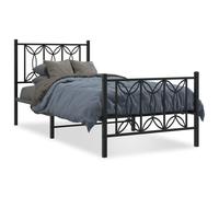 vidaXL Metal Bed Frame Without Mattress With Footboard Black 80X200cm, Black
