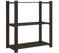 vidaXL 3-Tier Storage Rack, Storage Shelf for Home Garage Work Shop, Industrial Shelving, Shelving Unit, Modern Style, Black Solid Wood Pine