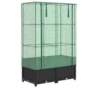 (black, 80 x 40 x 138 cm) vidaXL Raised Bed with Greenhouse Cover Plant Box Garden Planter Rattan Look