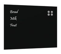 vidaxl Magnetic Board Black 80x60 cm - Wall-Mounted Temper Glass Dry-Erase System School Office Home Notice Chalkboard