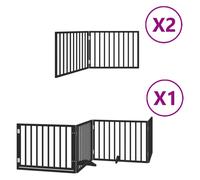 (black, 80 x 60 x 2 cm/ 8 pcs) vidaXL Dog Gate with Door Foldable Dog Fence Dog Door Pet Gate Poplar Wood