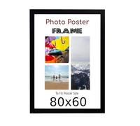 Black 80 x 60cm Poster Frame - Large MDF Wooden Frame 80 x 60 cm - Both Ways Wall Hanging Wall Gallery Living Room Photo Picture Frame With Shatterproof Perspex Sheet